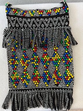 Vintage 70s Beaded Fringe Multicolor Shoulder Bag